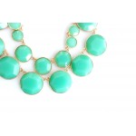 Mint Green Faceted Round Bauble Box Statement Necklace 